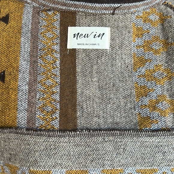 new in raw hem aztec brown tan mustard long sleeve button jacket shacket shirt - Picture 12 of 16